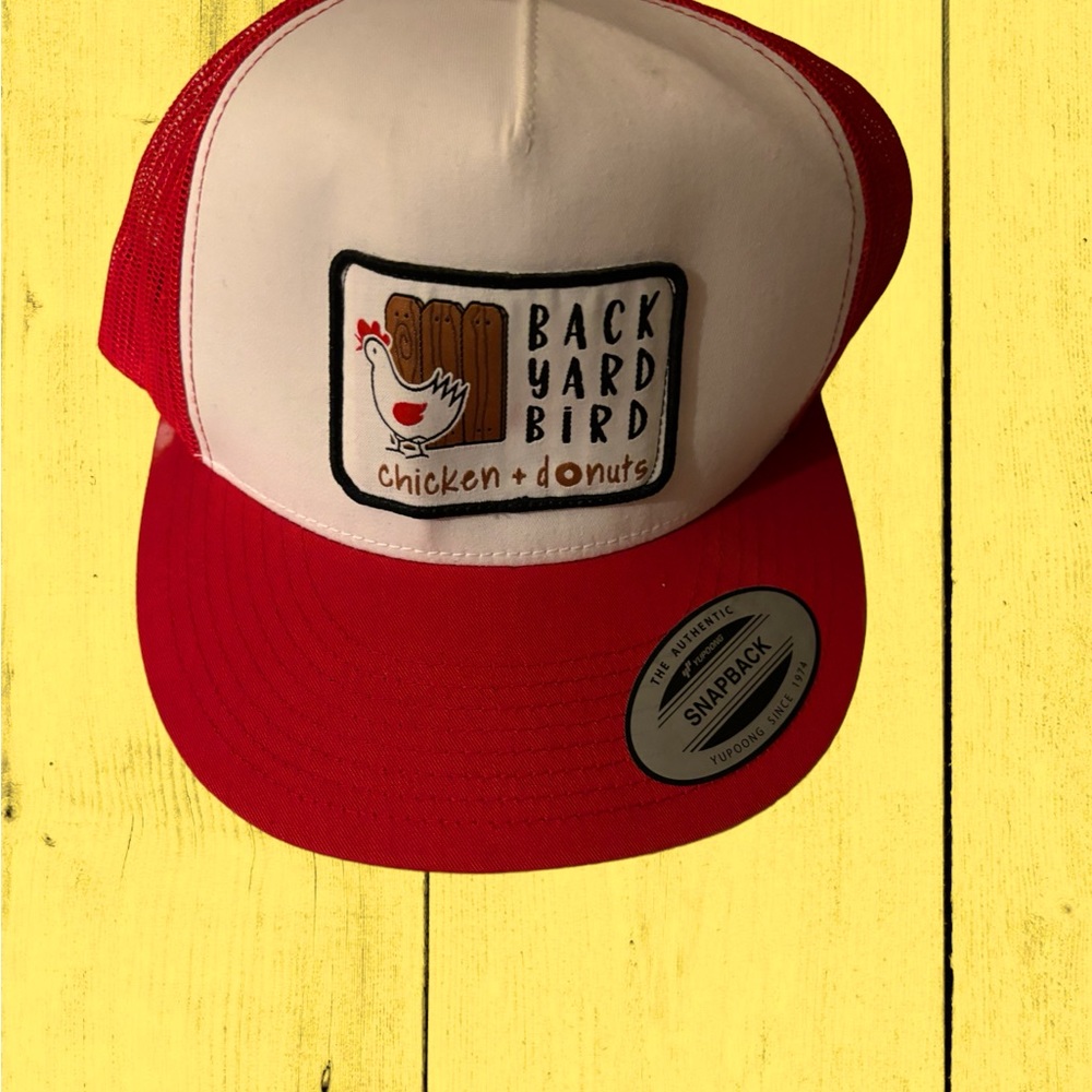 Backyard chicken and donuts SnapBack hat red/white